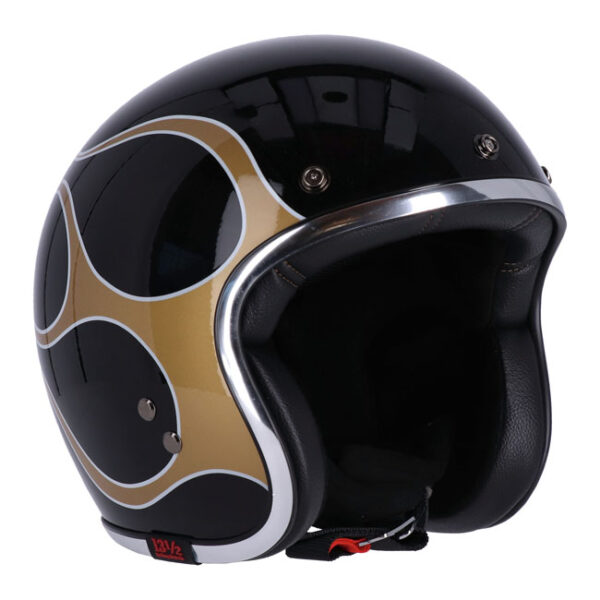 13 1/2 SKULL BUCKET HELMET FLAMES GOLD - Image 2
