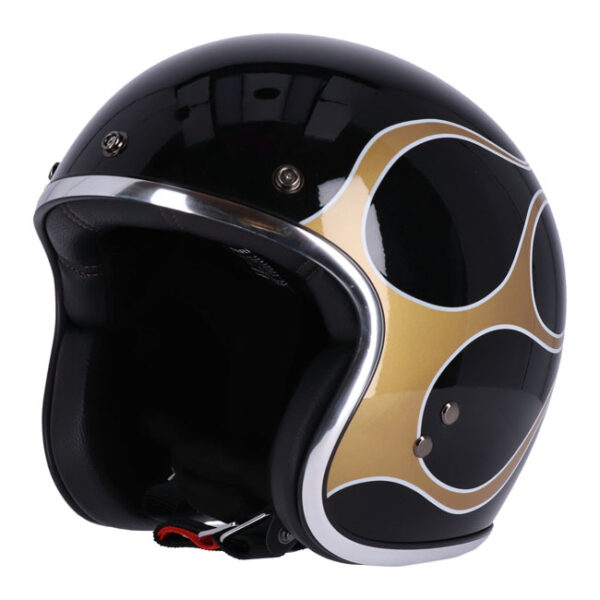 13 1/2 SKULL BUCKET HELMET FLAMES GOLD - Image 4