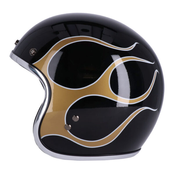 13 1/2 SKULL BUCKET HELMET FLAMES GOLD - Image 5