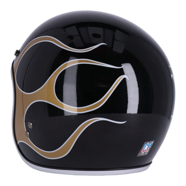 13 1/2 SKULL BUCKET HELMET FLAMES GOLD - Image 6
