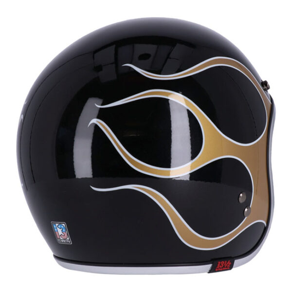13 1/2 SKULL BUCKET HELMET FLAMES GOLD - Image 8