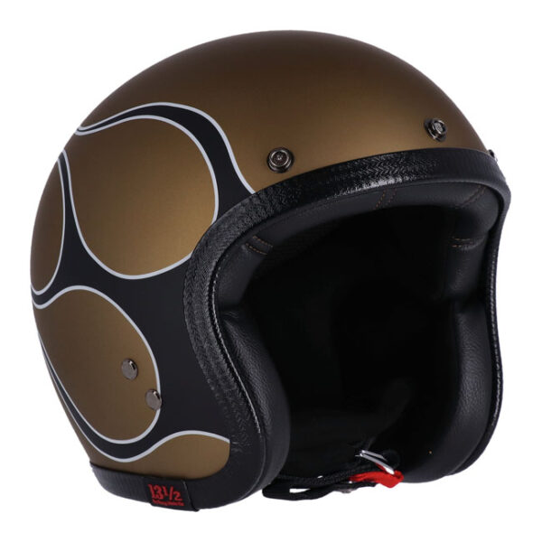 13 1/2 SKULL BUCKET HELMET FLAMES MATT GOLD - Image 2