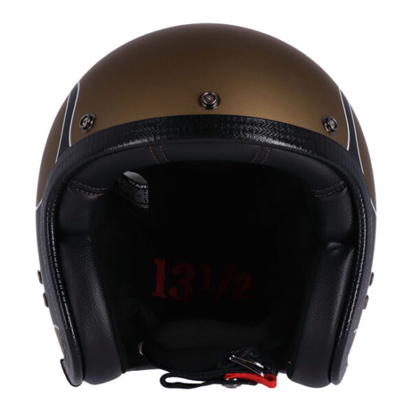 13 1/2 SKULL BUCKET HELMET FLAMES MATT GOLD - Image 3