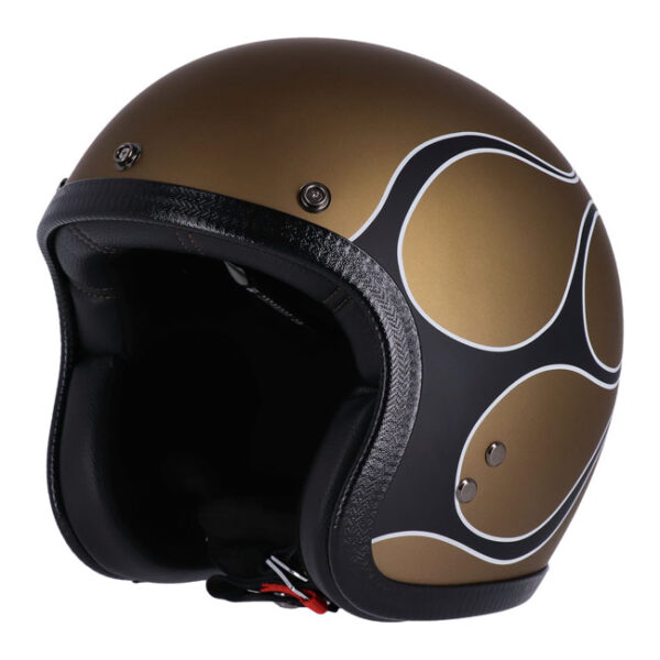 13 1/2 SKULL BUCKET HELMET FLAMES MATT GOLD - Image 4
