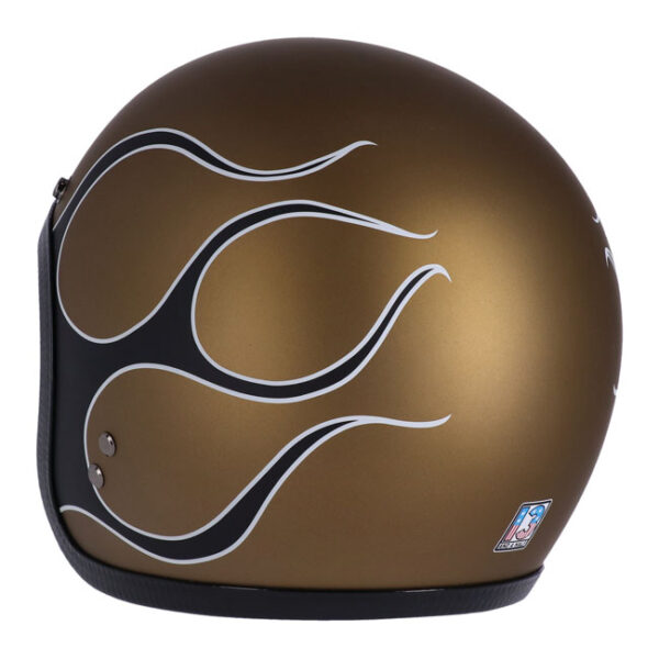 13 1/2 SKULL BUCKET HELMET FLAMES MATT GOLD - Image 6
