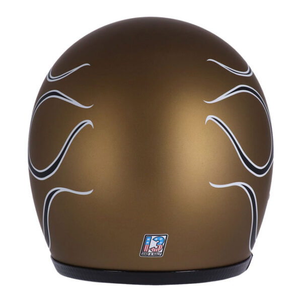 13 1/2 SKULL BUCKET HELMET FLAMES MATT GOLD - Image 7